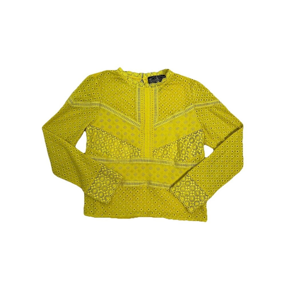 Antropologie James Coviello New York Lace Blouse Top Mustard Feminine Boho L
